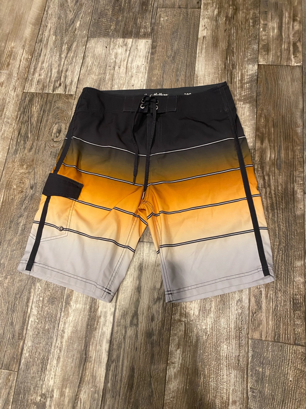 CO Men's Orange to Black Gradient Stripe Board Shorts